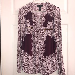 INC International Concept Paisley Print Zip Detail